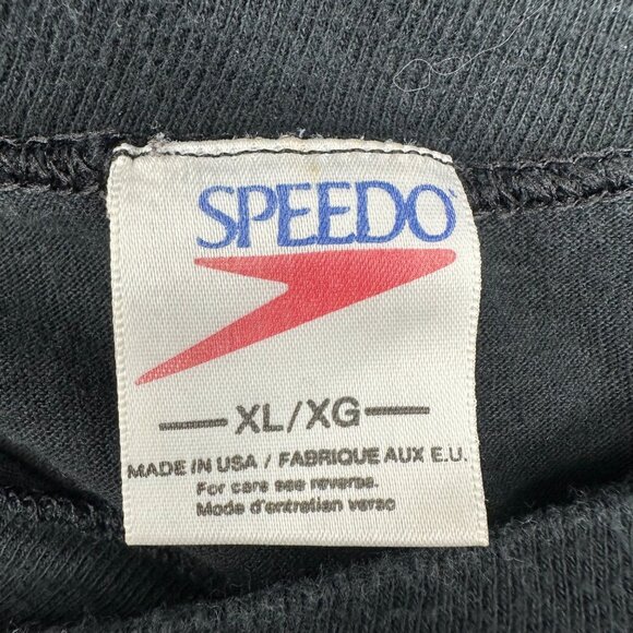 Vintage Speedo T Shirt XL Made In USA Black 1990s Single Stitch Purple Blue - Picture 4 of 10